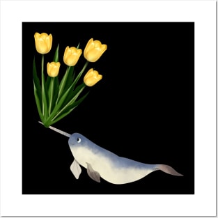 Narwhal Buttercup Lemon Tulips Posters and Art